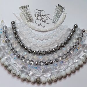 Czech White Christmas Bundle Glass Beads for jewelry-making